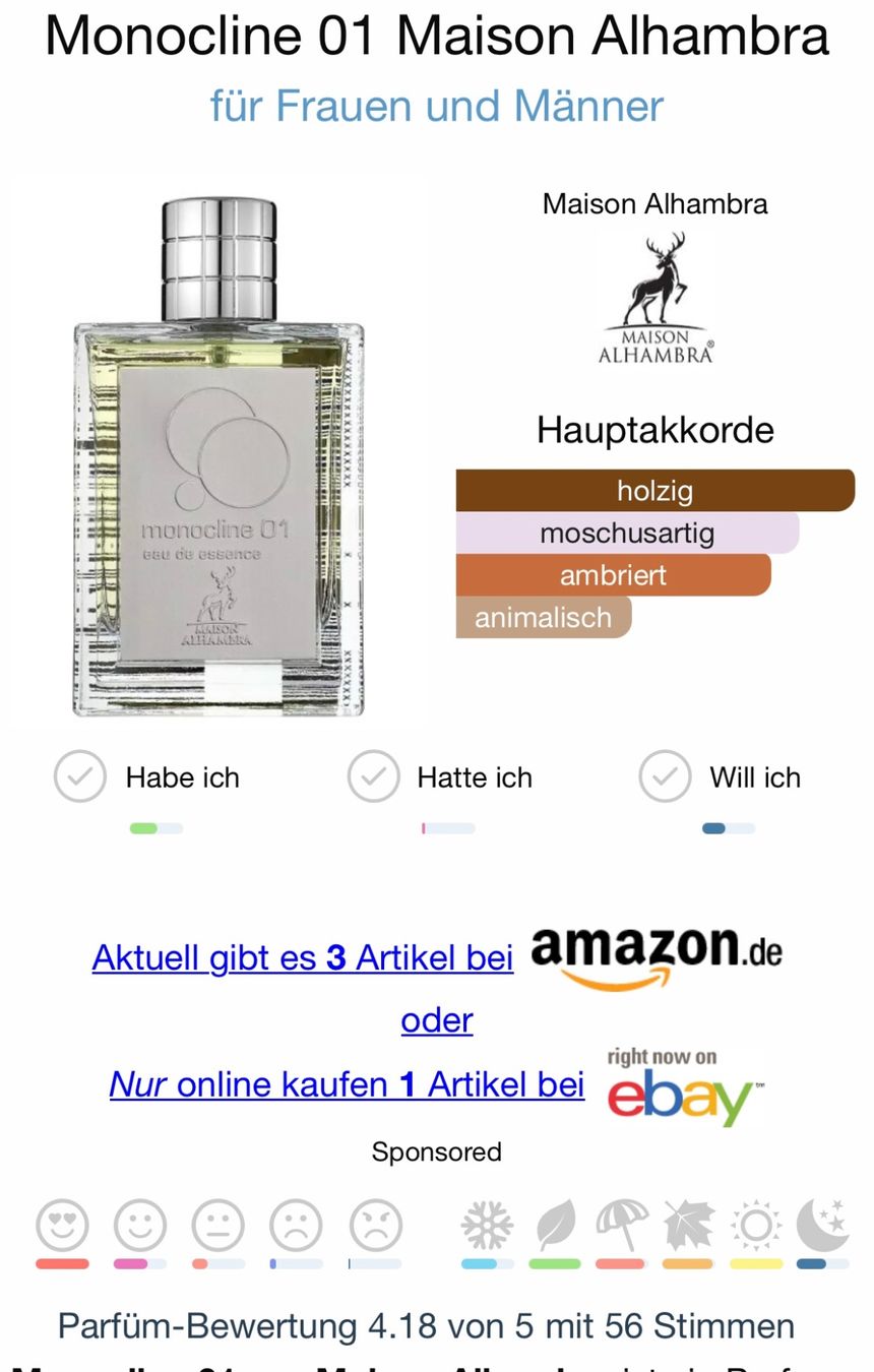 Lattafa Parfum & Eau de Toilette: ALHAMBRA Monocline 01 EDP 5Ml. (Molecule 01 Escentric Dupe) – Gebraucht aus Zürich von deruja 2