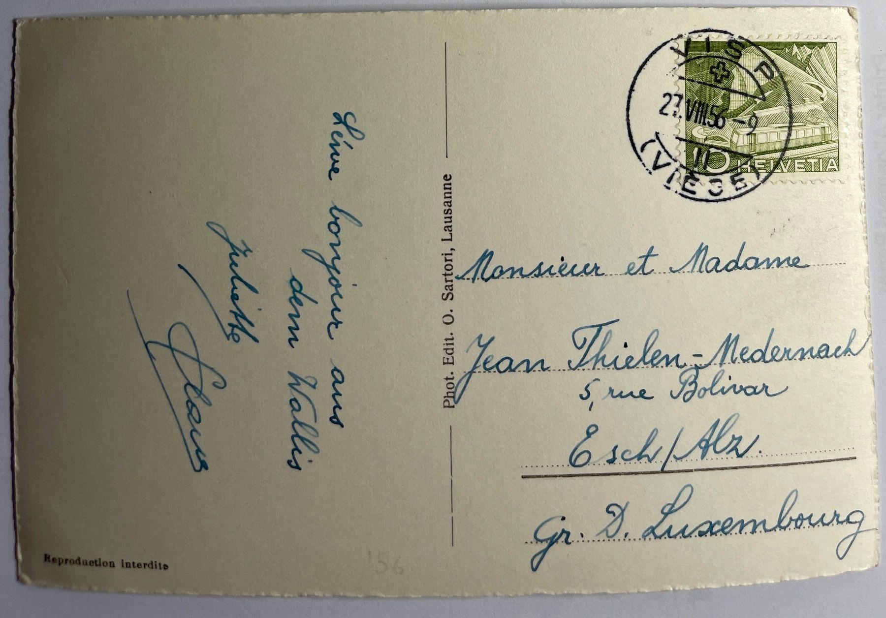 Cartoline postali: VISP - VIÈGE  - Multi-vues 1956 – Usato da Lutry venduto da Ediego 1