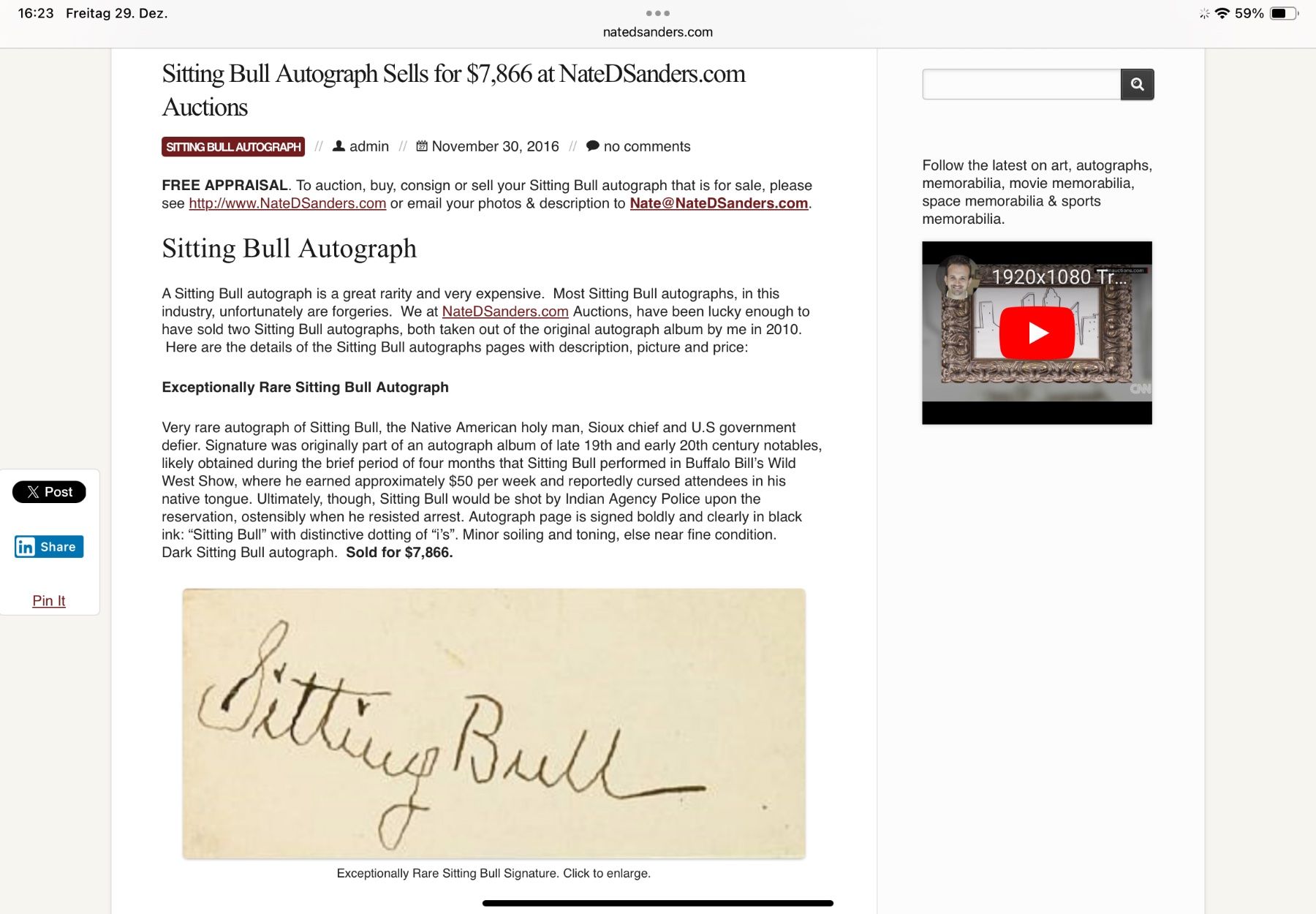 Autografi: Sitting Bull Autogramm original + zertifiziert – Usato da Hittnau venduto da workaholic60 4