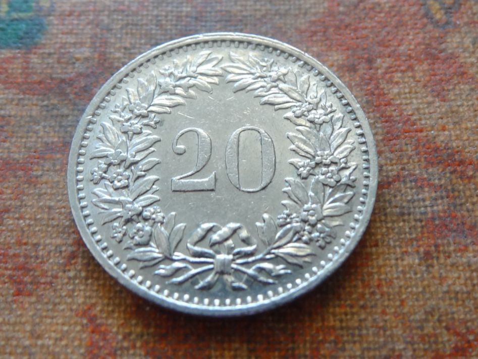 Alle Münzen: 20 Rp. 1974 – Gebraucht aus Romanel-sur-Lausanne von Swift13 1