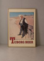 Poster pubblicitario Tuborg Beer vintage con cornice