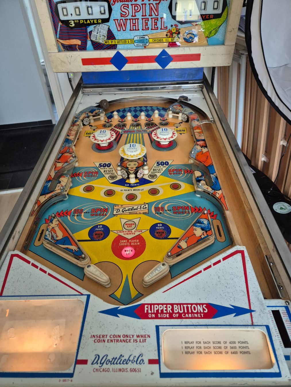 Flipper: Flipperautomat Gottlieb "Spin Wheel" (1968) – Usato da Reidermoos venduto da renkne