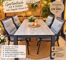 Balkon Tisch inkl. 4 Stühle mut Kissen