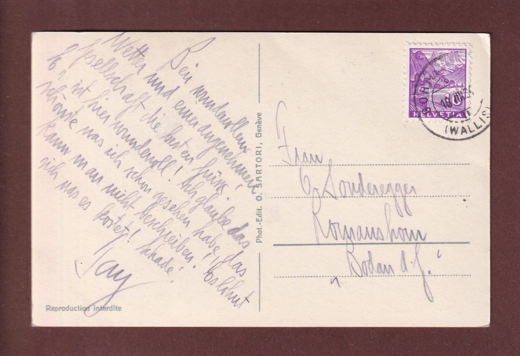 Cartoline postali: ZERMATT - Matterhorn - 1934 – Usato da Pully venduto da nicecards 1