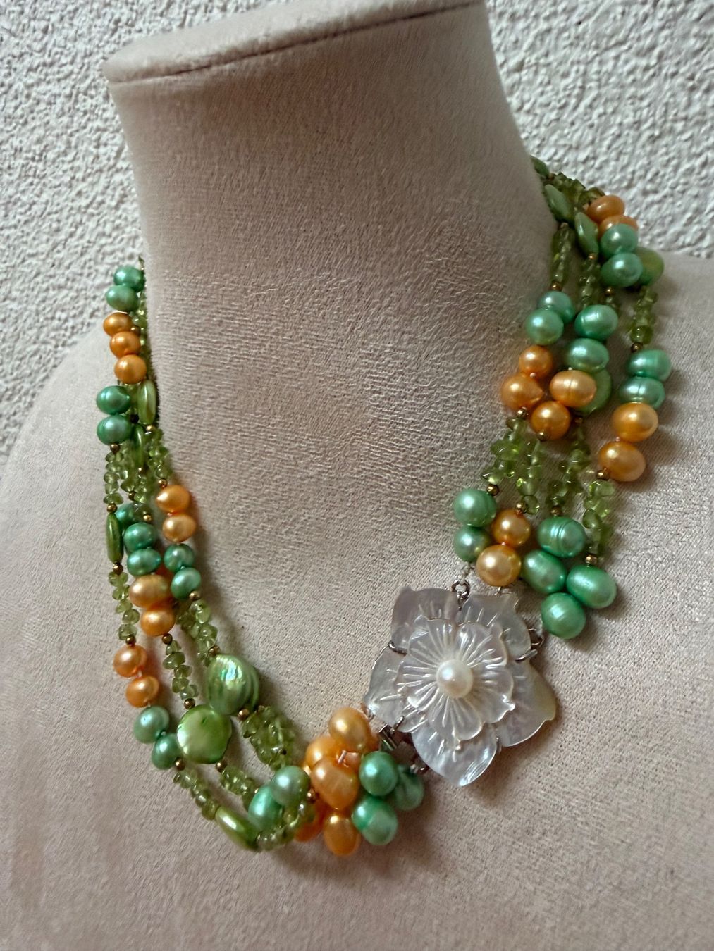 Catenine: Echte Perlen und Peridot Kette – Usato da Spiegel b. Bern venduto da Rogger72