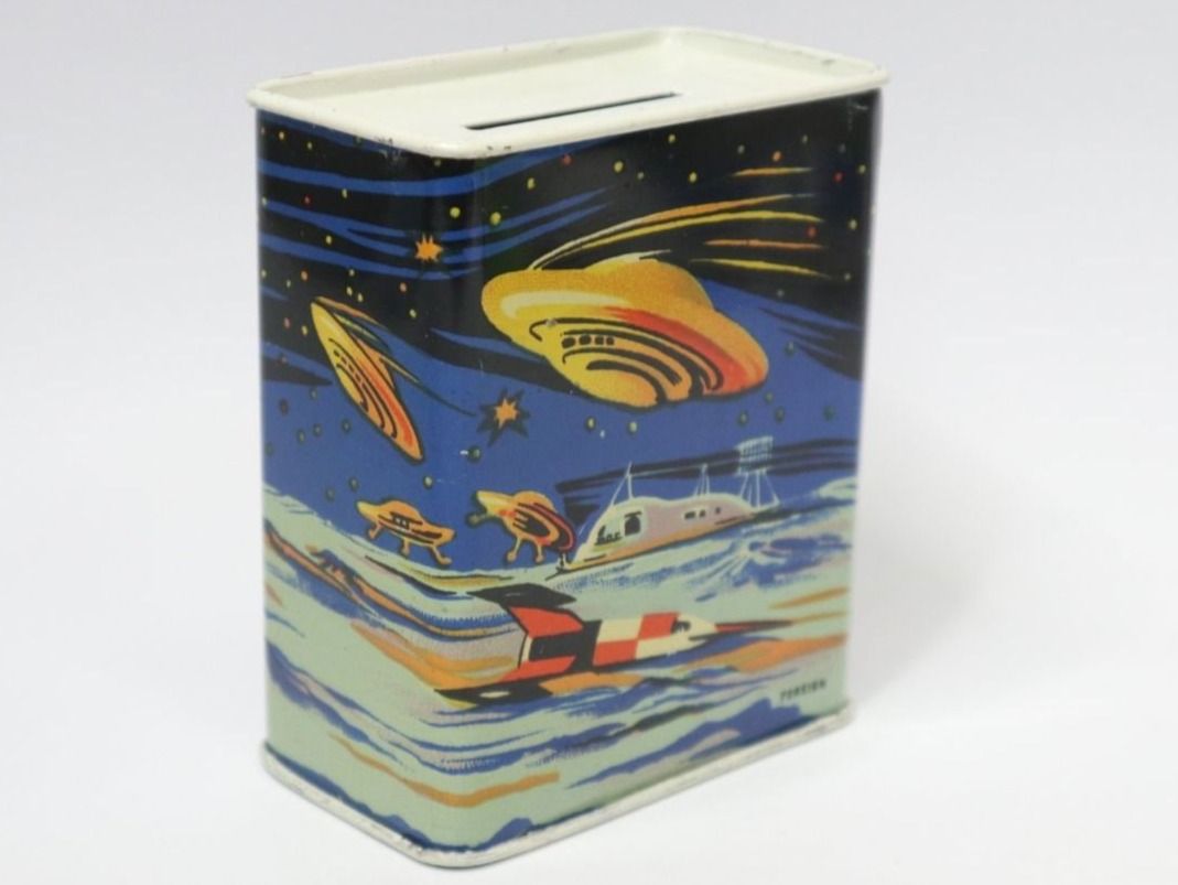 Tirelires: Blech Space Rocket Spardose UFO mit Schlüssel – Neuf (Voir description) à Eschenbach SG par Astalavista 3