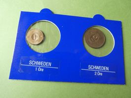 Schweden, Set 2 alte unzirkulierte Münzen