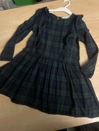 H&M Kleid Gr. 122Kariert Grün/Blau