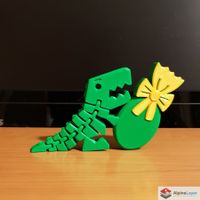 Flexi Rex Easter Egg 3D Printed Toy Green Yellow