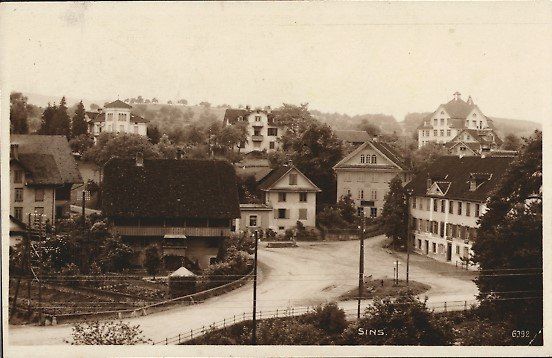 Ansichtskarten: Sins AG  Ortsansicht Nr.6392  ,  1925 – Gebraucht aus Solothurn von Bepposol