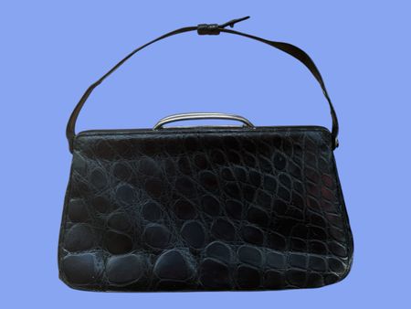 1940s Exoctic leather Black crocodile clutch handbag