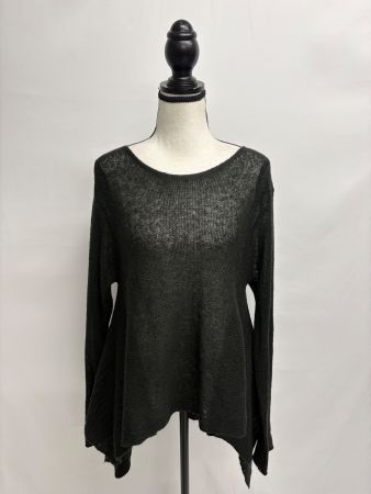 Zara Strickpullover Gr. M leicht schwarz Wolle asymmetrisch