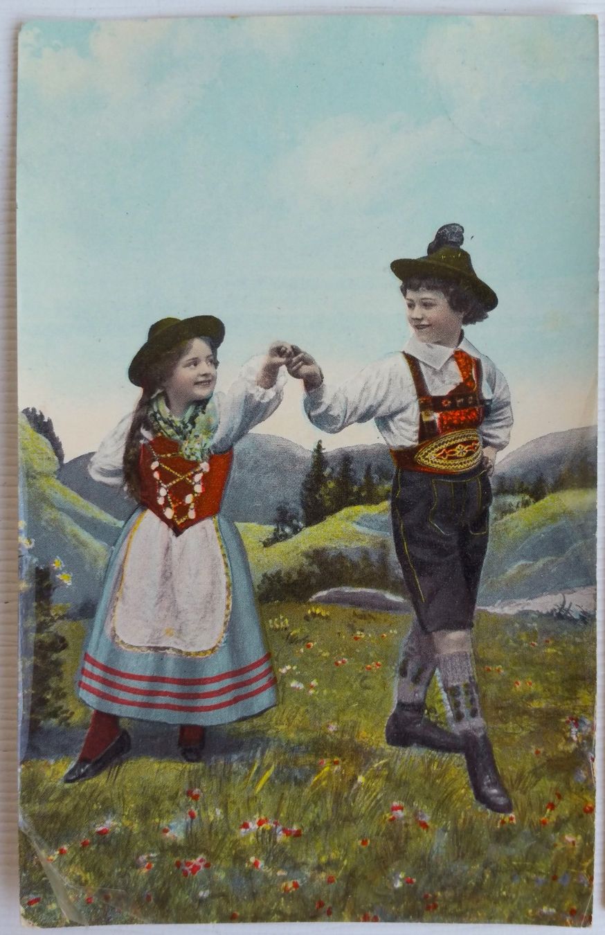 Cartoline postali: 3x AK von 1904-1908: Trachtenkinder – Usato da Oberriet SG venduto da ganesh435 1