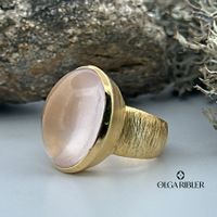 Unikate Silber Ring 925 mit Rosenquarz Grösse 60