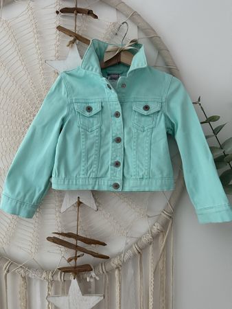 Mintfarbene Jeansjacke für Mädchen Gr. 104