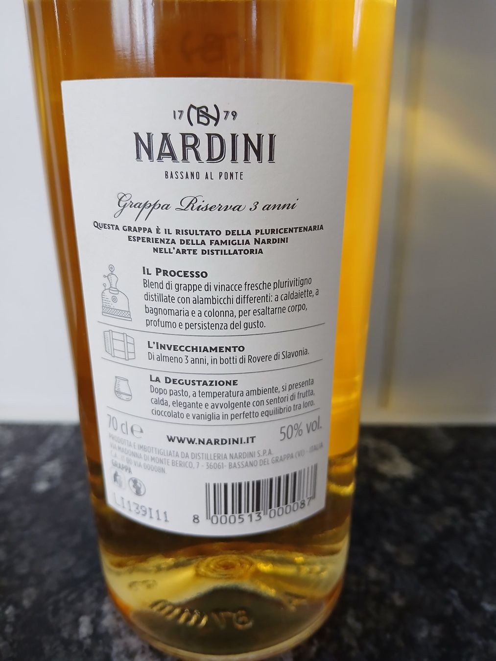 Spirituosen: Nardini Grappa  50% Vol. ( Riserva )  7 Dl. – Gebraucht aus Felben-Wellhausen von Rumaca 2