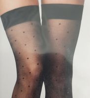 Fashion Strümpfe halterlos Gepunktet Schwarz 20DEN Gr.L/XL