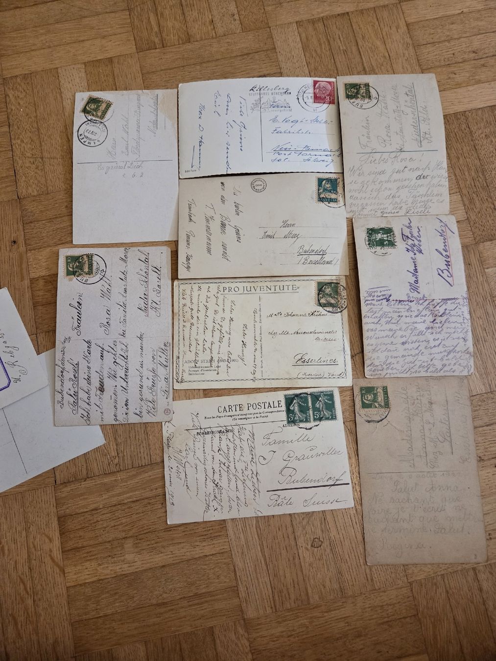 Ansichtskarten: Sehr alte Postkarten mit Briefmarken – Gebraucht aus Riehen von str_2msn 1