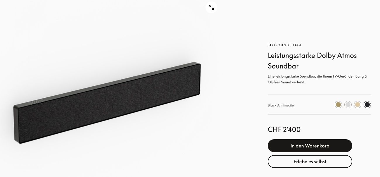 Bang & Olufsen Casse acustiche: Bang&Olufsen Beosound Stage Black NP CHF 2400.- – Usato da Zollikofen venduto da Level_911