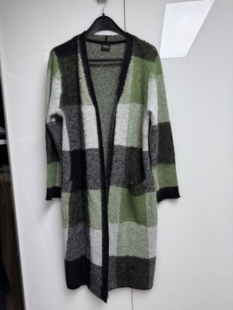Damen Strickjacke kariert grün schwarz 42/44 over size