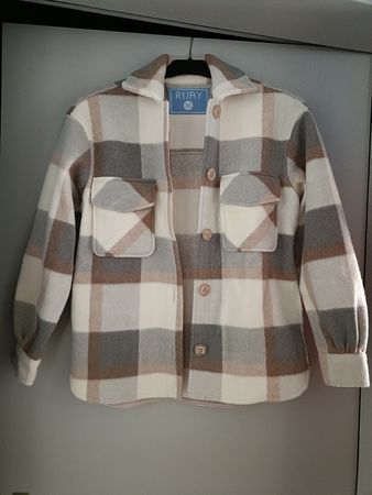 Hemdjacke Ruby kariert beige grau Grösse XS neuwertig