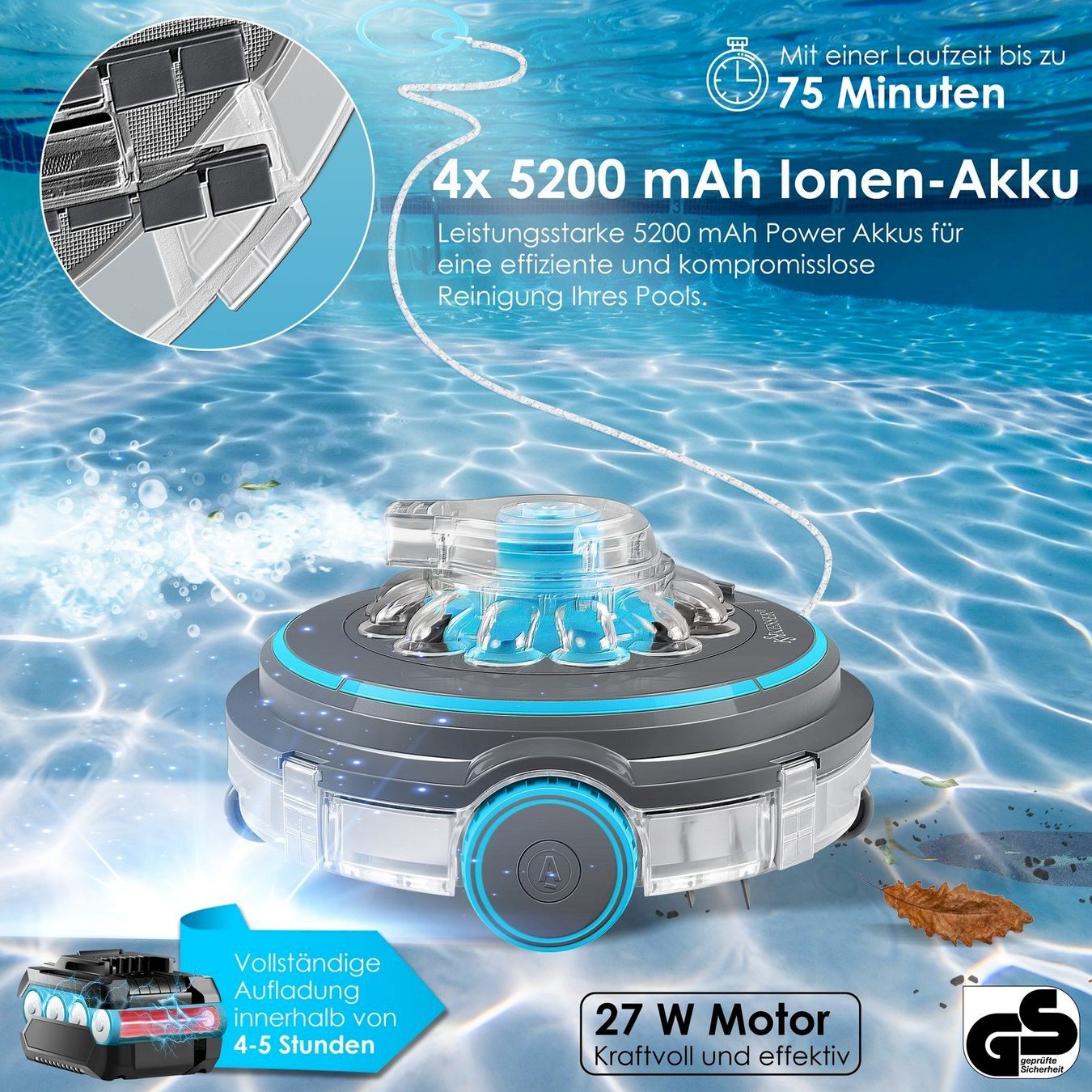 Piscine: KESSER Aqua-9000 Akku-Poolroboter 45m² – Nuovo e nell'imballaggio originale da Bottighofen venduto da zaap 3