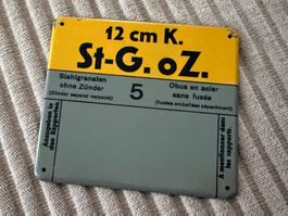 MUN Schild: 12cm Kan St G - Schweizer Armee