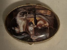 Suesse Pillendose / Schmuckdose mit Katzenmotiv, Vintage ...