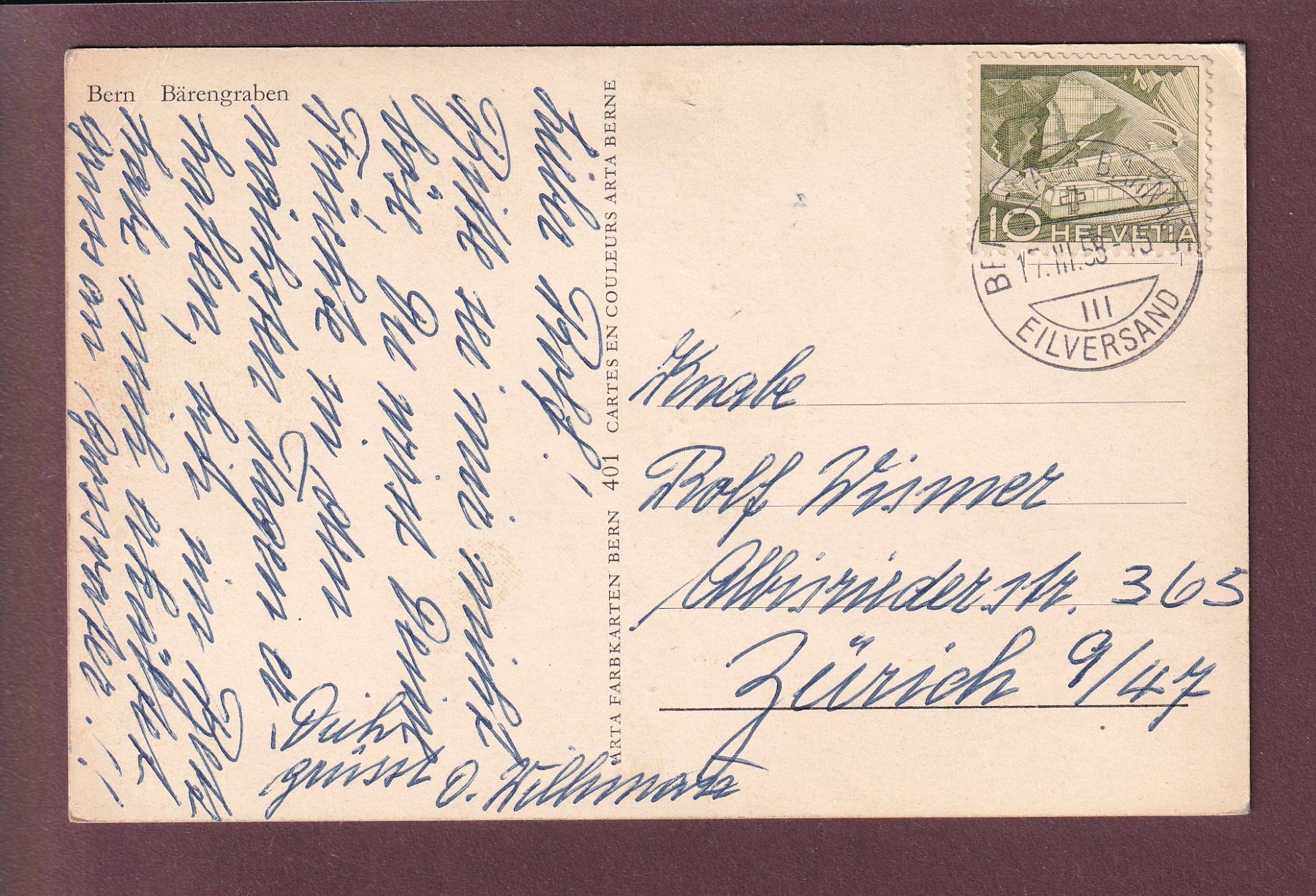 Cartoline postali: BERN - Bärengraben - 1958 // Eckbug // – Usato da Pully venduto da nicecards 1