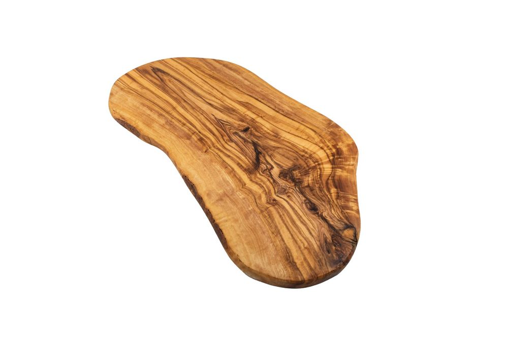 Das Olivenholzbrett Taglieri In Legno D'Ulivo Naturale, Forma Allungata Con Corteccia, Misure Variabili 25x20 Cm Circa, Antisettico E Rustico, Ideale Per Buffet E Antipasti
