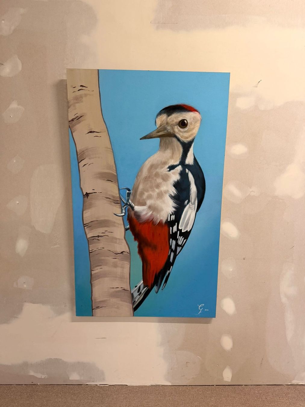 Dipinti: Acryl Bild mit Buntspecht Handgemalt Wandbild Gemälde – Usato da Rickenbach ZH venduto da Der-Insider 4
