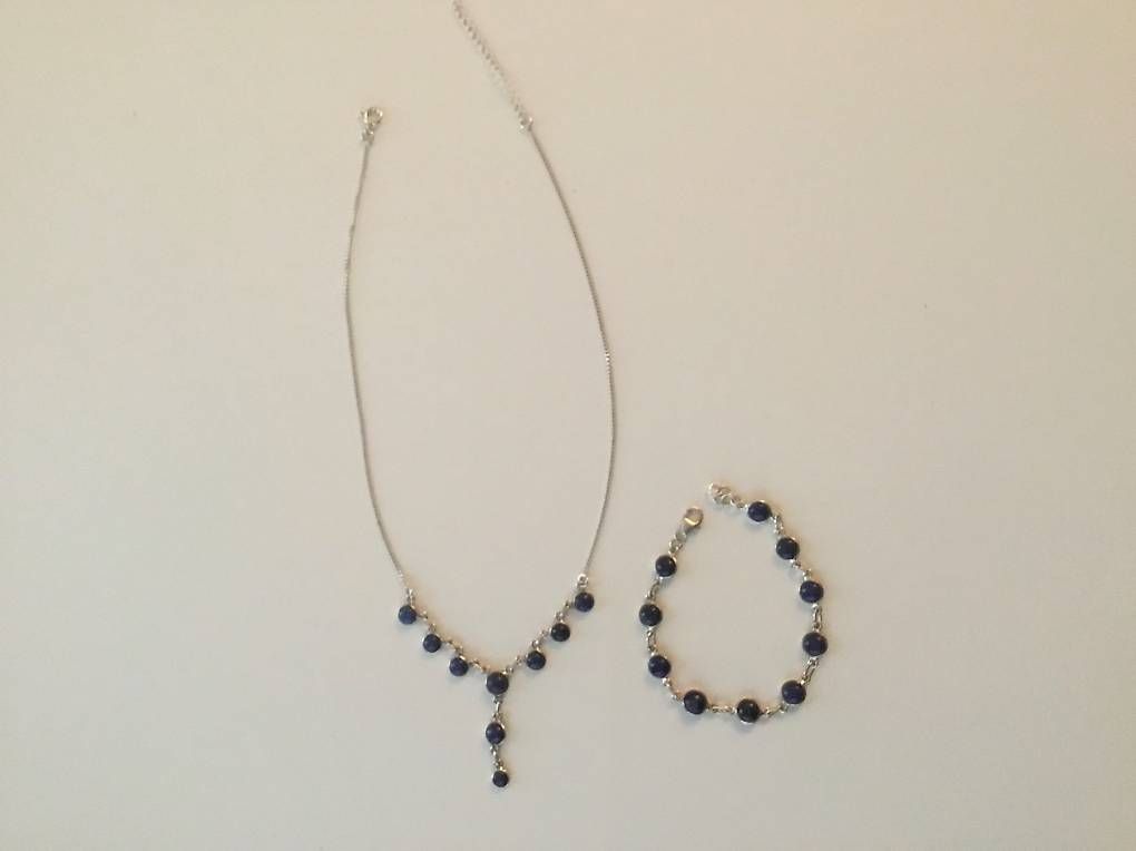 Altri gioielli: Set collana e braccialetto in argento con lapislazzuli – Usato da Tesserete venduto da La-Fleur-De-Cerisier 4