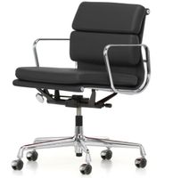 Original Vitra Softpad EA 217 Bürostuhl, Leder Schwarz