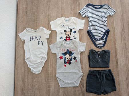 6-tlg. Sommer Kurzarm-Bodys + 1 Outfit, Grösse 62