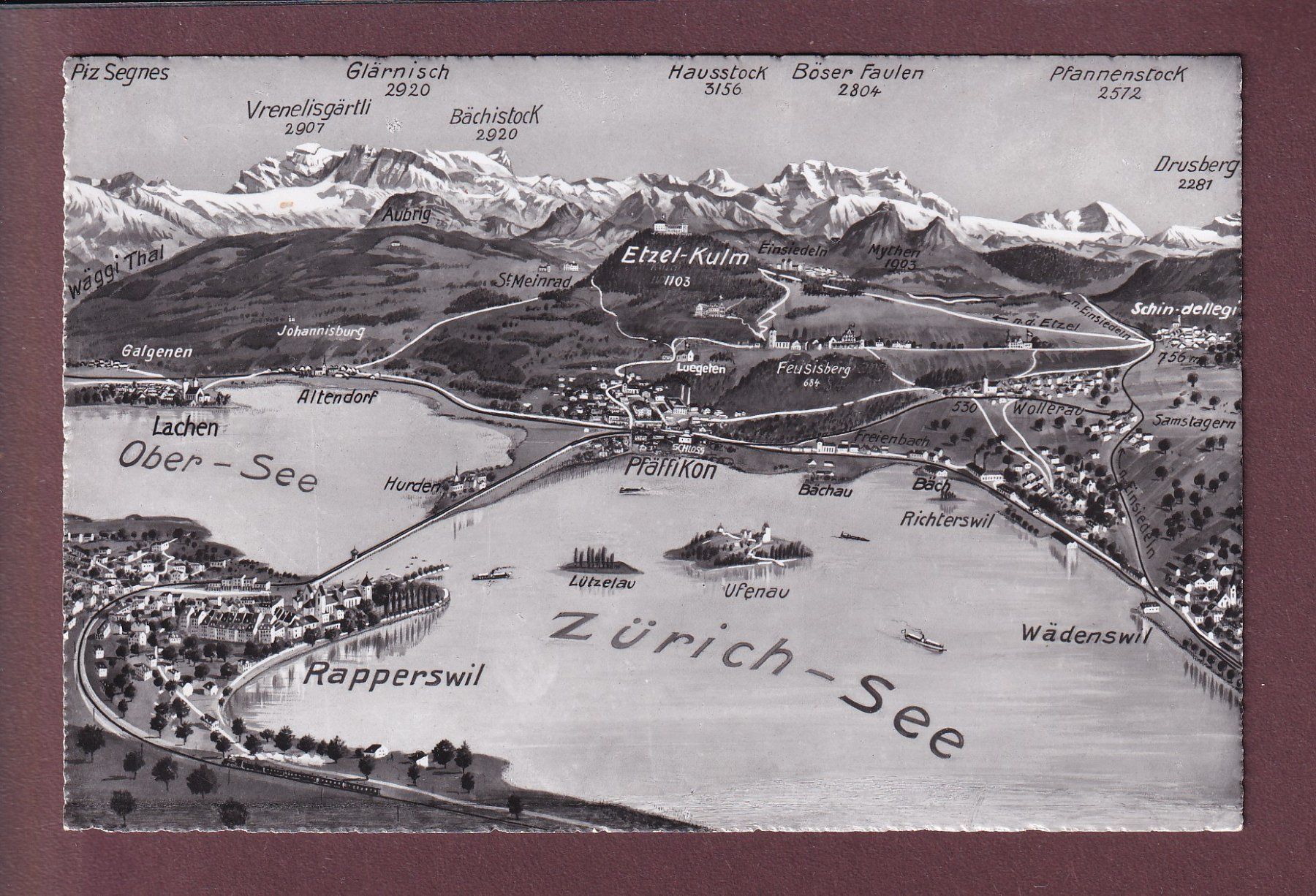 Cartoline postali: PFÄFFIKON und Umgebung - Vogelschau – Usato da Pully venduto da nicecards-shop