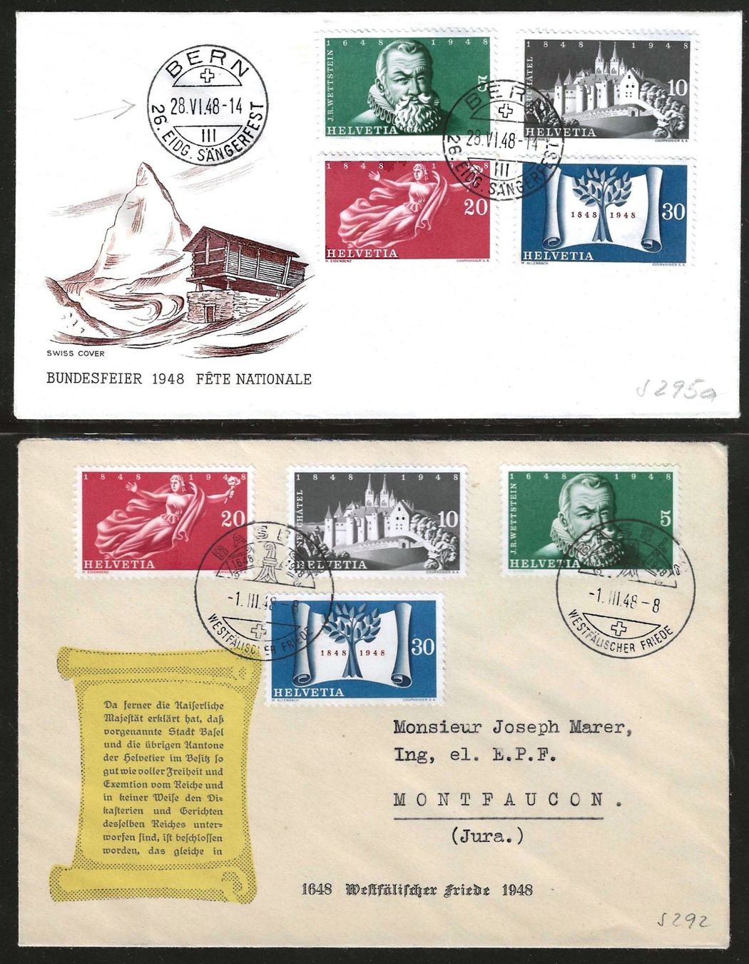 Tous les timbres: 1948 : 2 Satz Briefe mit Sonderstempel – D'occasion à Gümligen par Geniusbuy