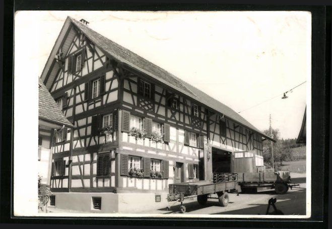 Cartoline postali: Oberstammheim, Fachwerkhaus mit Scheune – Usato da Berlin venduto da bartko-reher