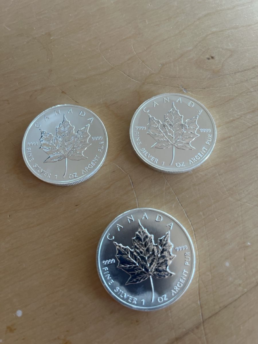 Toutes les monnaies: 3x1 Unze Maple Leaf Feinsilber – Neuf (Voir description) à Arbon par luk_h2cc 1