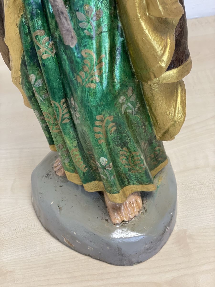 Sculture & Statue: Antike Holzfigur, Heiliger, 52cm hoch, Handbemalt – Usato da Locarno venduto da Osvaldo61 3