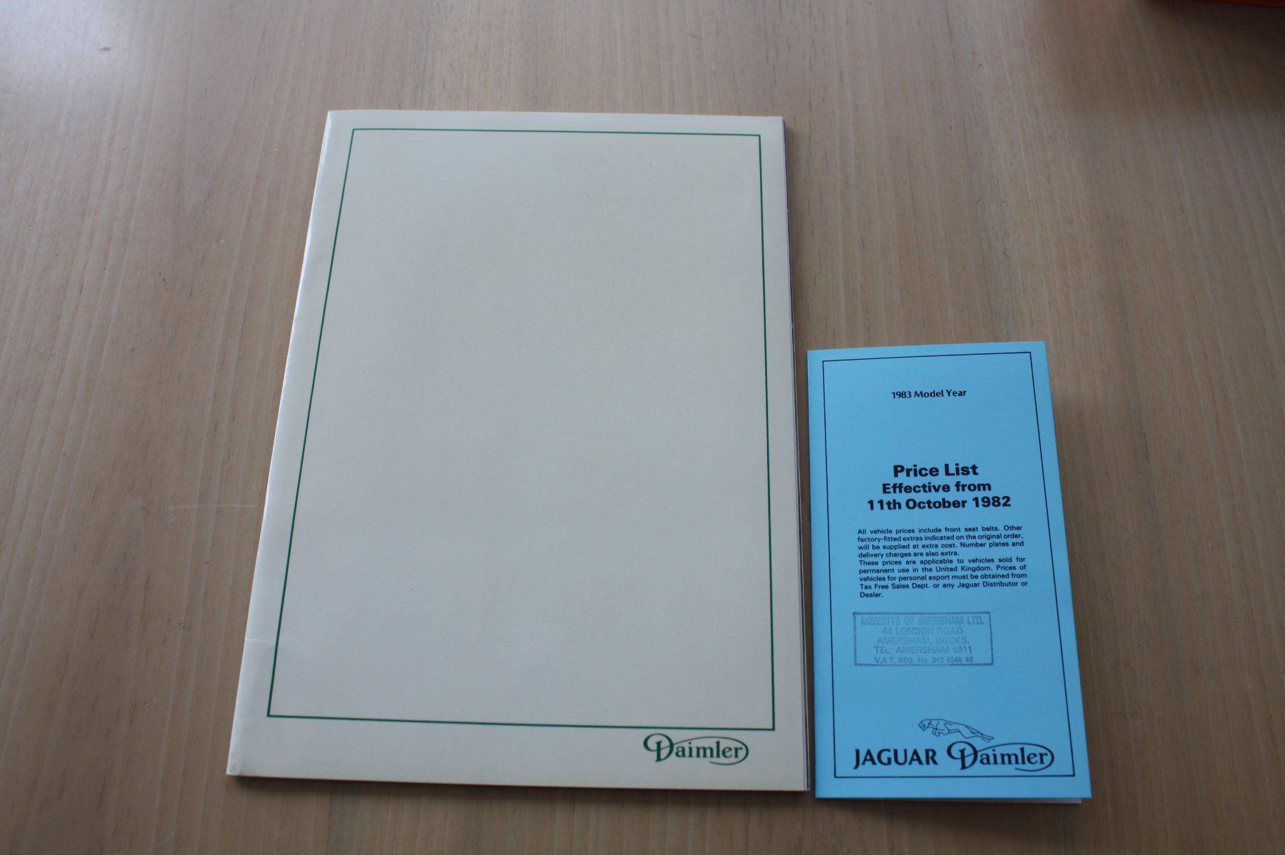 Daimler Documenti: Daimler Prospekt mit UK-Preisliste 1982 – Usato da Wikon venduto da erwin400