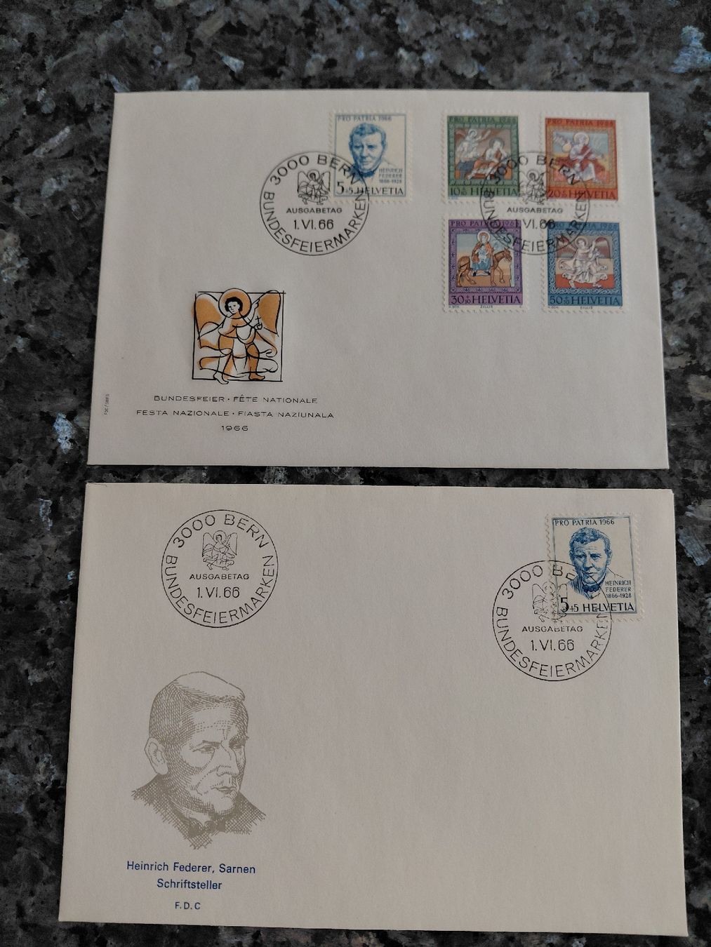 Tutti i francobolli: Pro Patria 1966 zwei Couvert – Nuovo (secondo la descrizione) da Bonaduz venduto da topolino052
