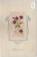 Bonne annee - Blumen - Seidenkarte - gestickt