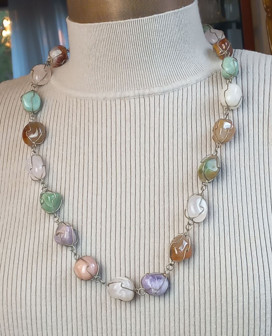Catenine: Halskette "cageded Gemstone" silber Draht mit Edel Steinen – Usato da Buchs AG venduto da Dzirul 4