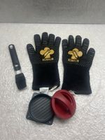 Sommer Grill Set: Grillhandschuhe, Burgerpresse, Pinsel