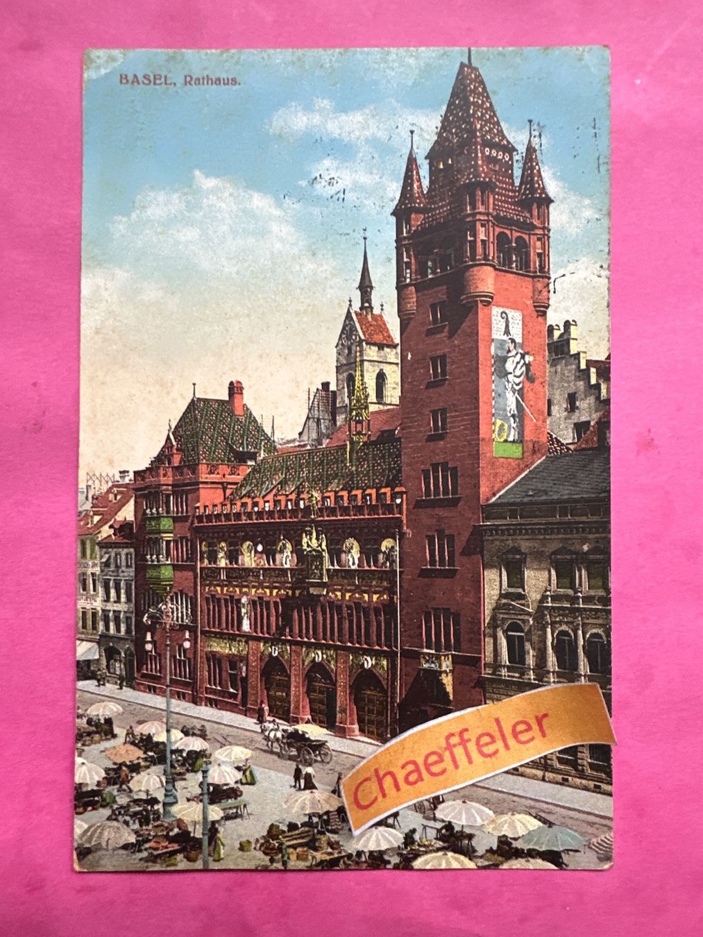 Cartoline postali: 1919 Basel, Rathaus – Usato da Zürich venduto da Chaeffeler