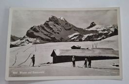 Ansichtskarte Skifahrer Braunwald Winter Glarus
