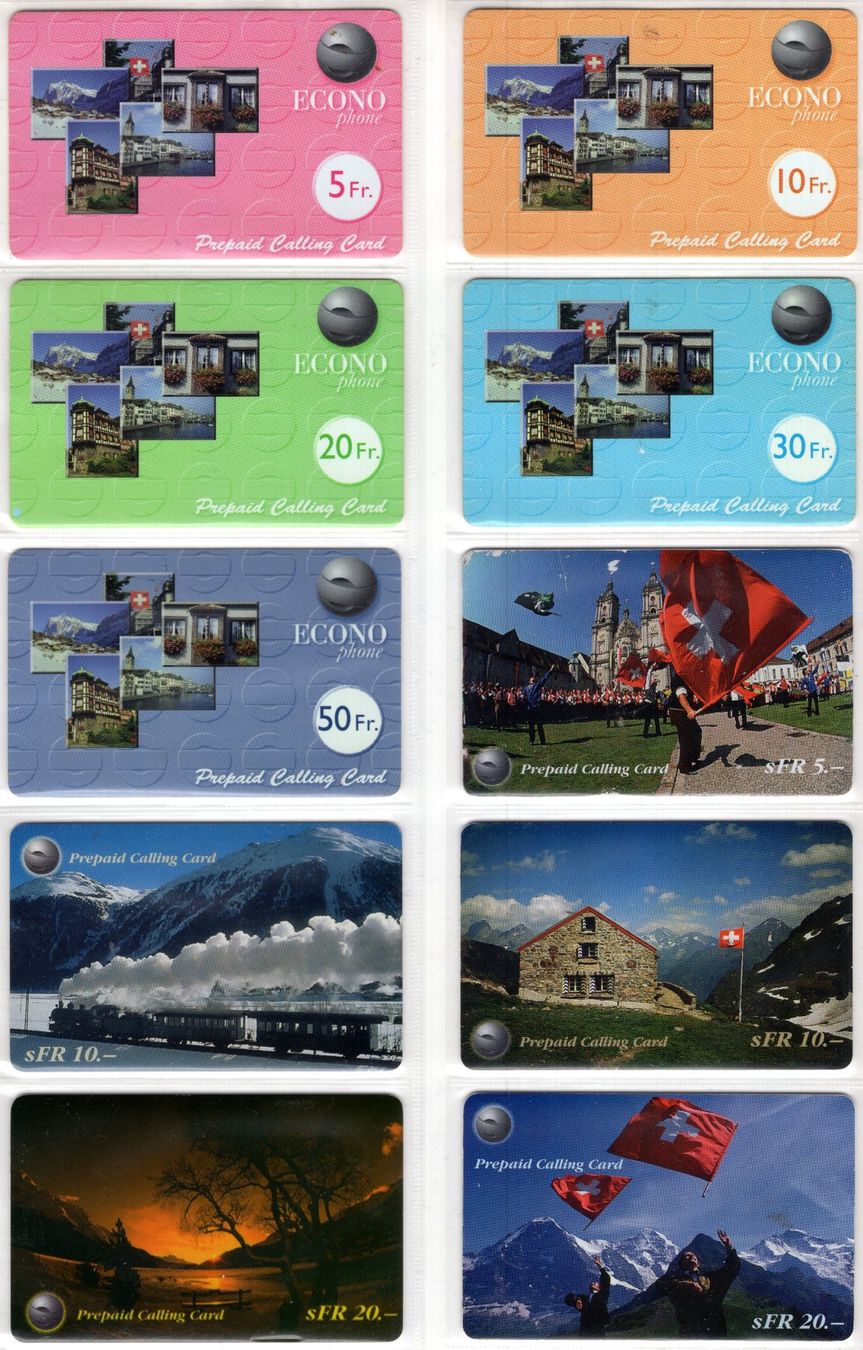 Telefon- & Taxkarten: ECONOphone - 12 verschiedene Prepaid Telefonkarten – Gebraucht aus Eglisau von Chperfins