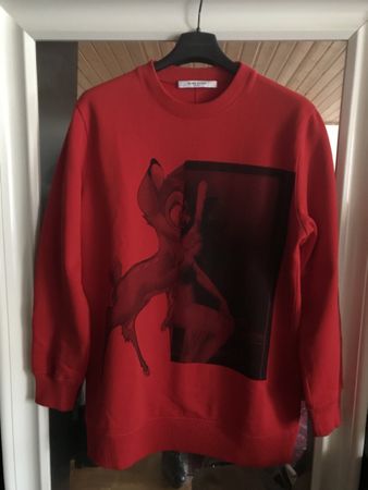 Sweat-shirt GIVENCHY Bambi Rouge, Taille XS oversize, coton