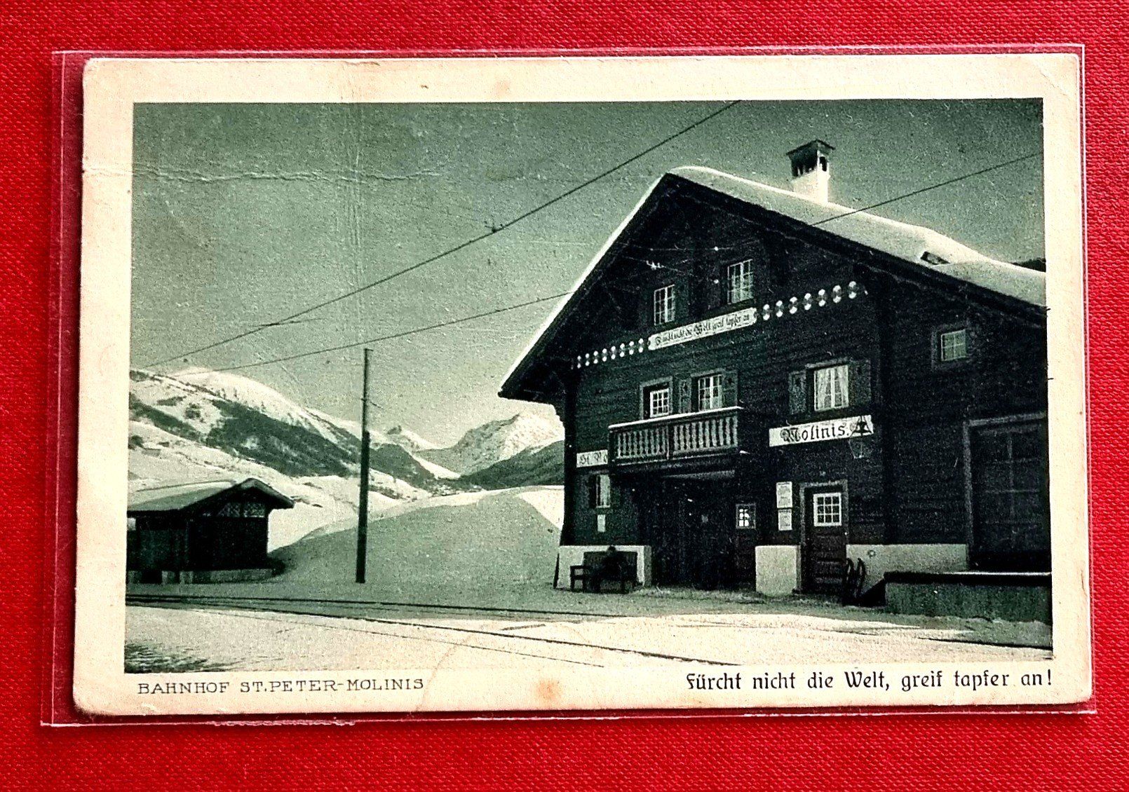 Cartes postales: St. Peter - Molinis - Bahnhof - Rhätische Bahn - RhB - 1918 – D'occasion à Rothrist par RROENK