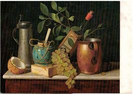 Kunst-AK, William Harnett, Zum Nachtisch